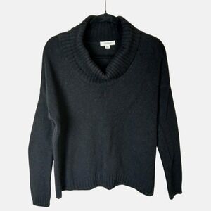 Crossley Italy Wool Blend  Sweater  Medium  Black Cowl Neck Pullover Knit Boxy